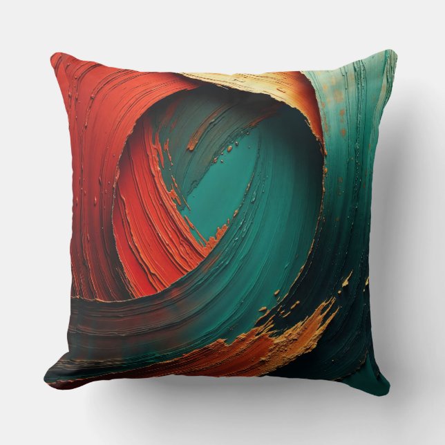 Thick Impasto Oil Painted Abstract Throw Pillow (Front)
