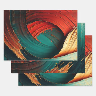 Thick Impasto Oil Painted Abstract Wrapping Paper Sheets