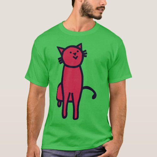 Thick Line Kitty Cat in Viva Magenta Color of the  T_Shirt