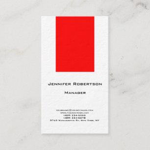 Thick modern plain simple minimalist red white business card
