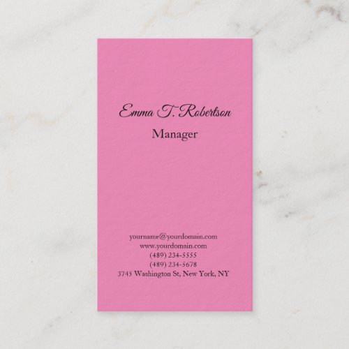 Thick modern trendy minimalist pink feminine business card