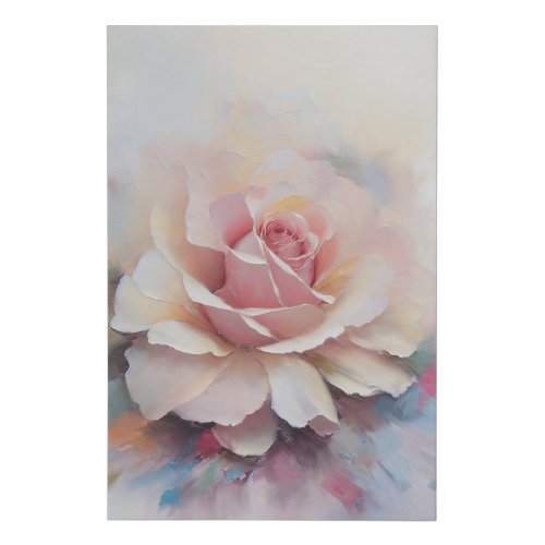 Thick Oil Paint Impasto Floral Painting of a Rose Faux Canvas Print