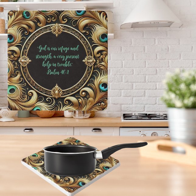 Thick Peacock Feather Frame Customizable  Trivet (Creator Uploaded)