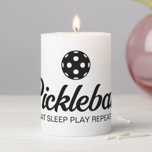 Thick pillar candle with pickleball design