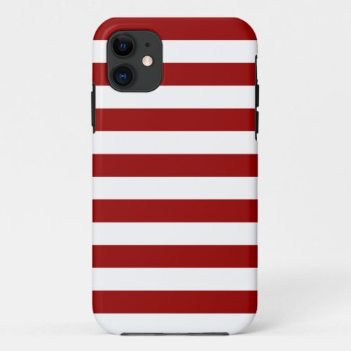 Thick Red and white lines geometric pattern iPhone 11 Case
