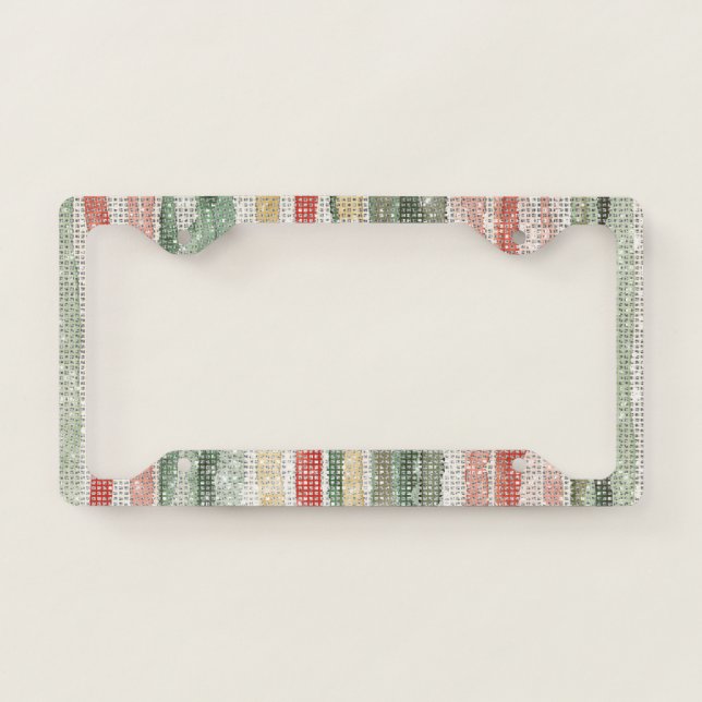 Thick Red Green Mint Yellow Pink Stripes Sparkle License Plate Frame (Front)