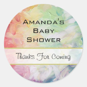 Thick Textured Abstract Paint Baby Shower Classic Round Sticker