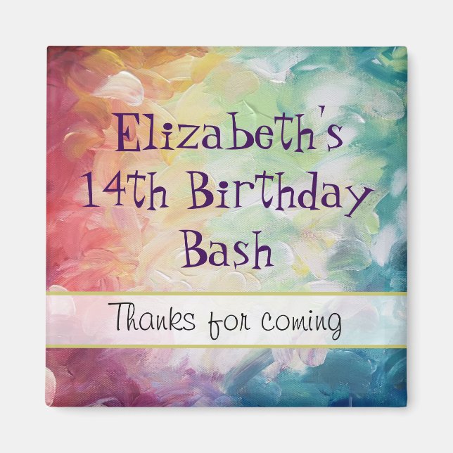 Thick Textured Abstract Paint Thank You Birthday Magnet (Front)