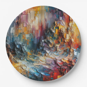 Thick Textured Paint Pattern Paper Plates