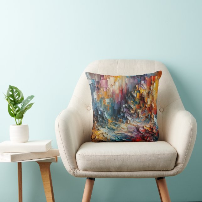 Thick Textured Paint Pattern Throw Pillow (Chair)