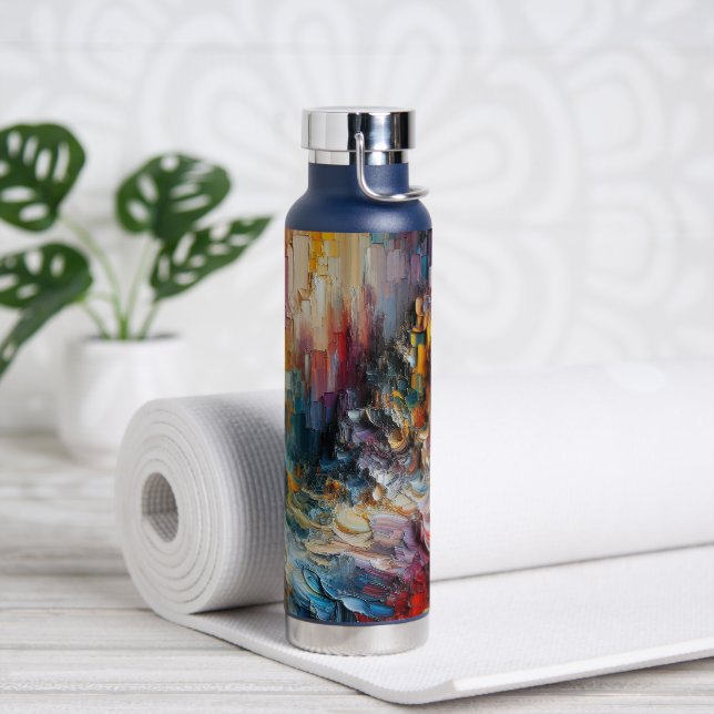Thick Textured Paint Pattern Water Bottle (Yoga)