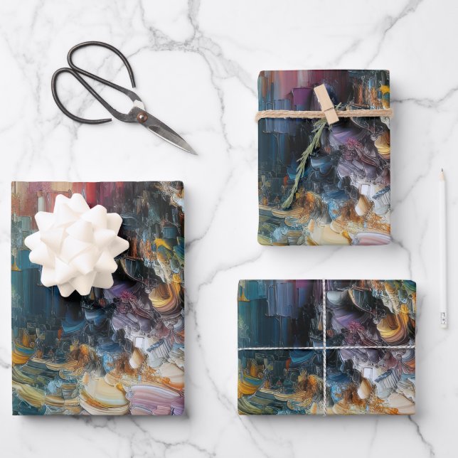 Thick Textured Paint Pattern Wrapping Paper Sheets (Front)