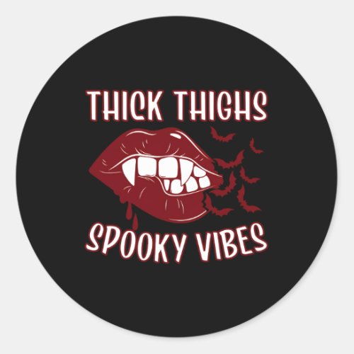 Thick Thighs And Spooky S Vampire Bat Lips Classic Round Sticker