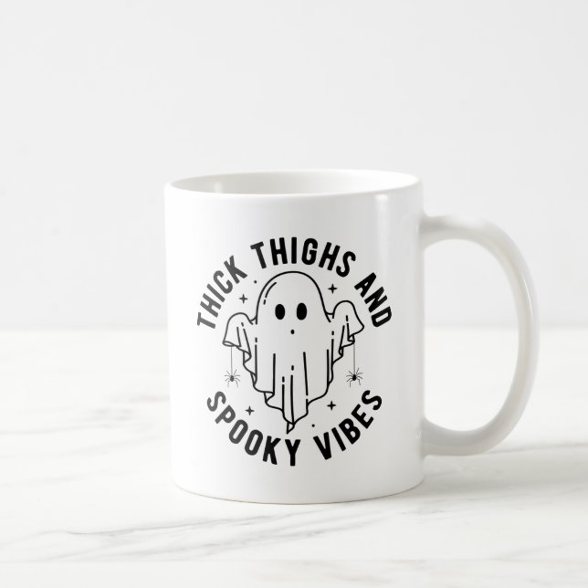 "Thick Thighs And Spooky Vibes" Coffee Mug (Right)