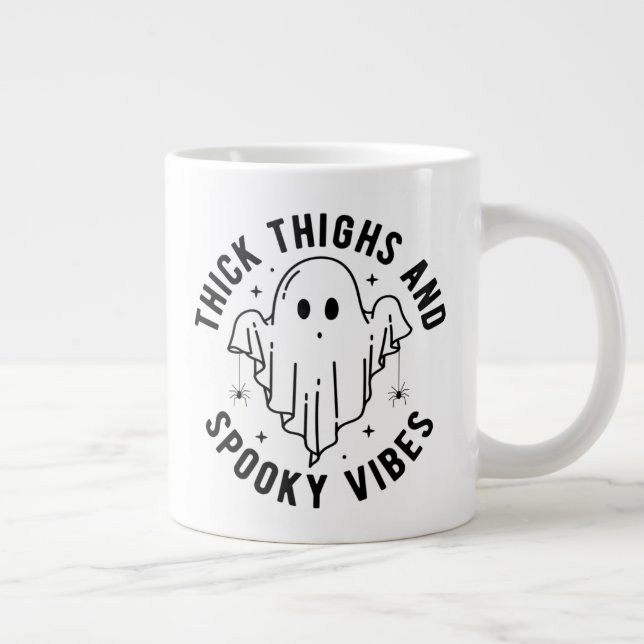 "Thick Thighs And Spooky Vibes" Giant Coffee Mug (Right)