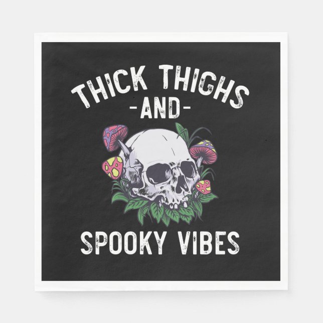 Thick Thighs And Spooky Vibes Halloween Matching Napkins (Front)