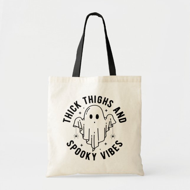 "Thick Thighs And Spooky Vibes" Tote Bag (Front)