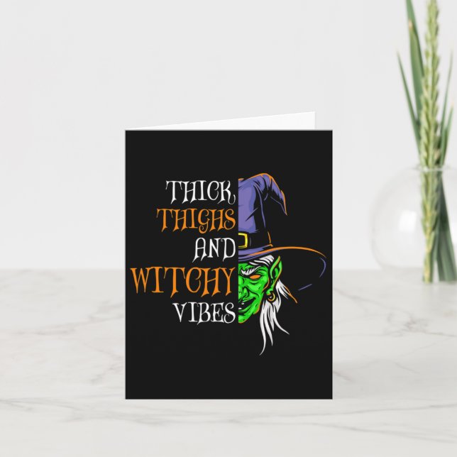 Thick Thighs And Witchy Vibes Retro Simplistic Hal Card (Front)