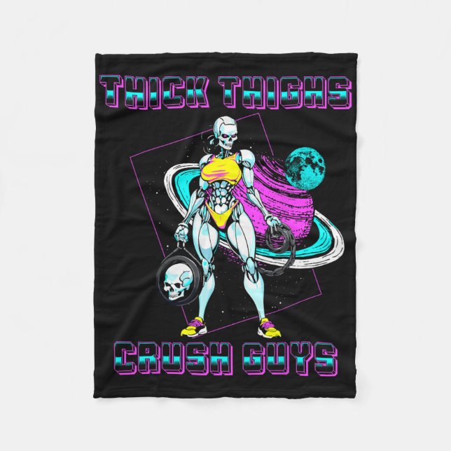 Thick Thighs Crush Guys Weightlifting Bodybuilding Fleece Blanket (Front)