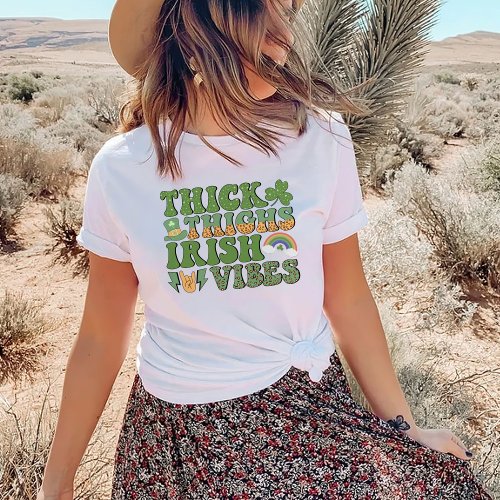 Thick Thighs Irish Vibes Patricks Day T_Shirt