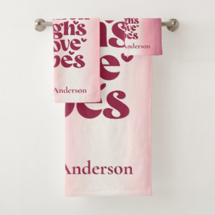 THICK THIGHS & LOVE VIBES VALENTINES GLITTER DRIP BATH TOWEL SET