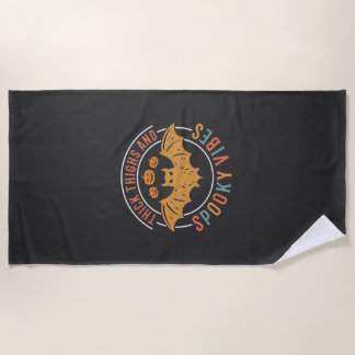 Thick Thighs Spooky Vibes Halloween Bat Design_1 Beach Towel