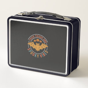 Thick Thighs Spooky Vibes Halloween Bat Design_1 Metal Lunch Box