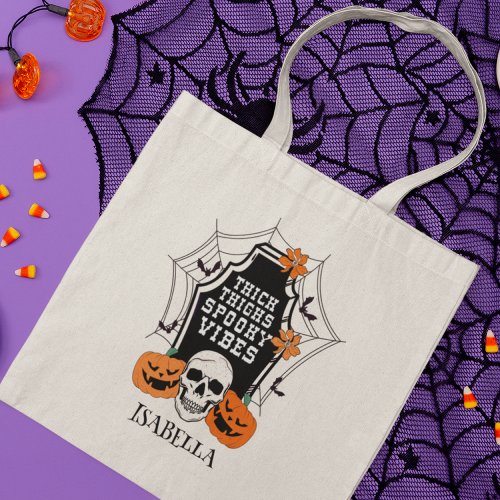 Thick Thighs Spooky Vibes Halloween Personalized Tote Bag