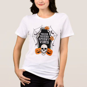 Thick Thighs Spooky Vibes Halloween Quote Tri-Blend Shirt