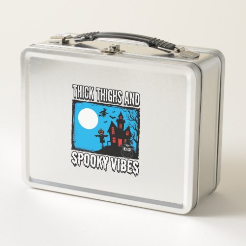 Thick Thighs Spooky Vibes Halloween Shirt Design_1 Metal Lunch Box