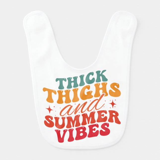 Thick Thighs & Summer Vibes Beach Grocery  Baby Bib (Front)