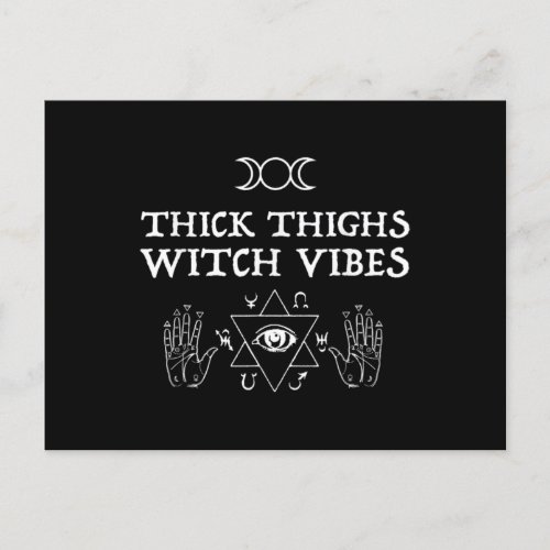 Thick Thighs Witch Vibes Funny Witches Halloween Announcement Postcard