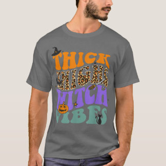 Thick Thighs Witch Vibes Leopard Pumpkin Witch Hat T-Shirt