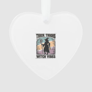 Thick Thighs Witch Vibes Vintage Halloween Tee_1 Ornament