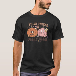 Thick Things Spooky Vibes Cute Pumpkin Couples Hal T-Shirt