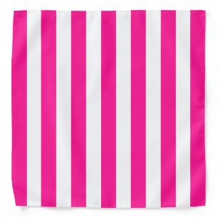 Thick Vertical Stripes Deep Pink And White Striped Bandana