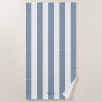 Thick Vertical Stripes Dusty Blue Name Striped Beach Towel