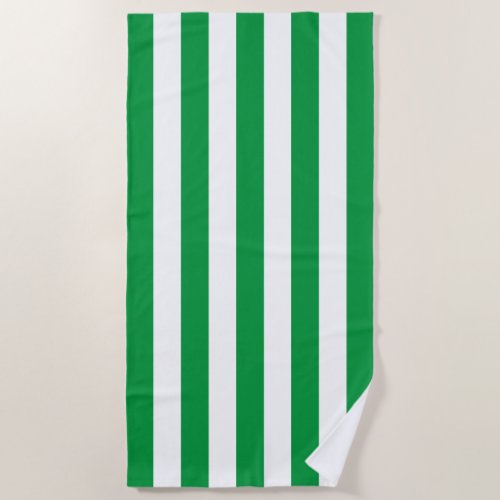 Thick Vertical Stripes Kelly Green White Striped  Beach Towel