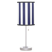 Thick Vertical Stripes Navy Blue White Striped  Table Lamp (Left)