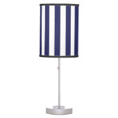 Thick Vertical Stripes Navy Blue White Striped  Table Lamp (Front)