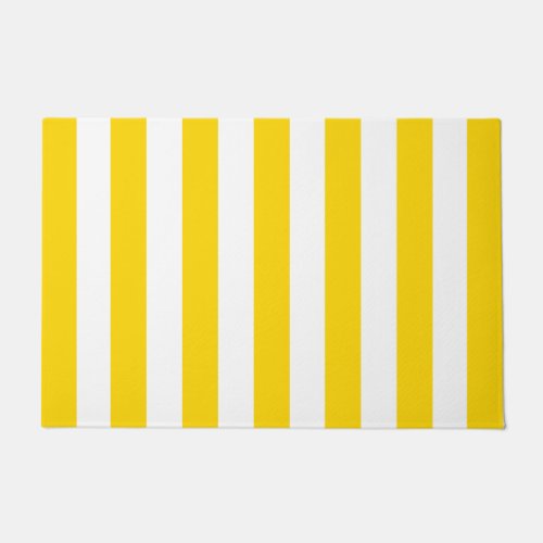 Thick Vertical Stripes Yellow And White Striped   Doormat