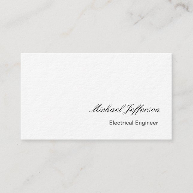Thick White Electrical Engineer Business Card (Front)