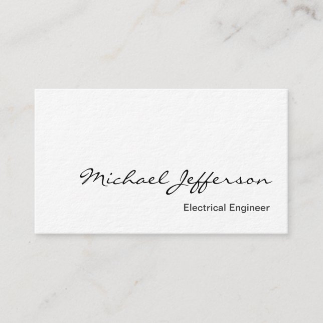Thick White Electrical Engineer Business Card (Front)