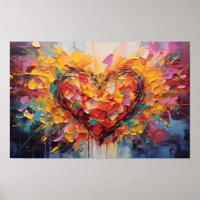 Thickly-painted heart with drips poster (Front)
