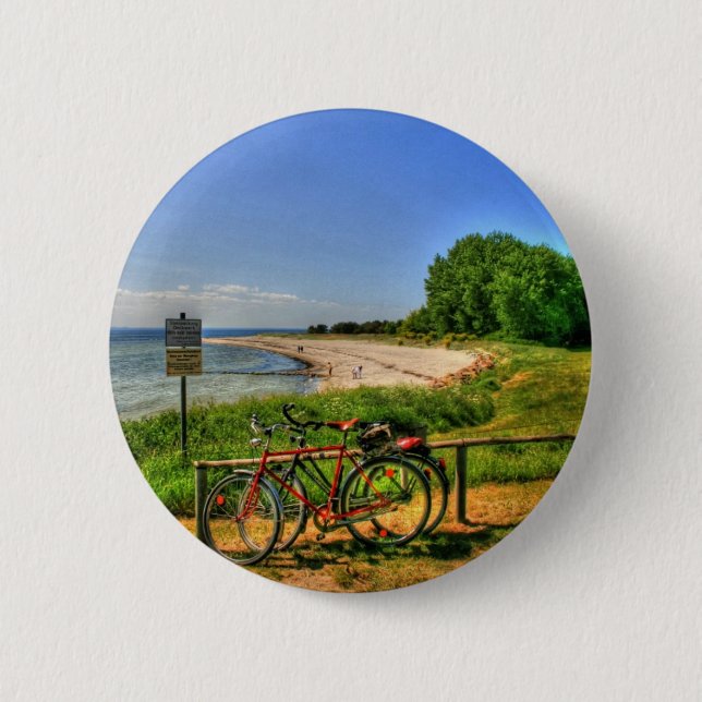 Thiessow Beach on Ruegen Island Pinback Button (Front)