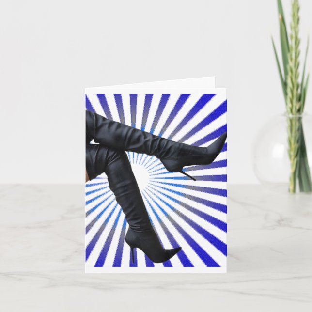 Thigh High Boot Art (blue star burst) Card (Front)