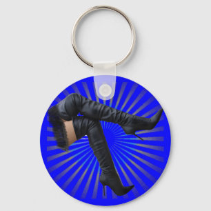 Thigh High Boot Art (blue star burst) Keychain