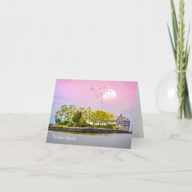 Thimble Island Sunset Letterpress Thank You Card (Front)