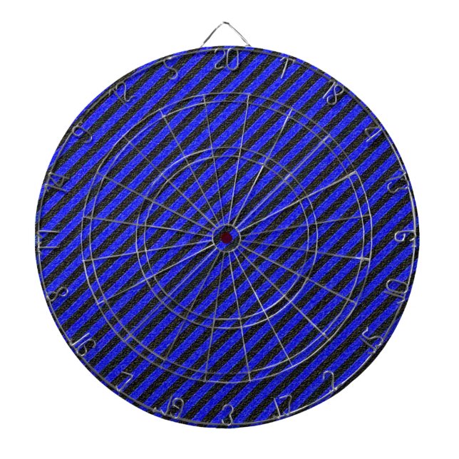 Thin Black and Blue Diagonal Stripes Dart Board (Front)