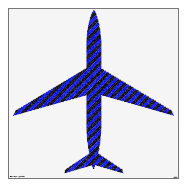 Thin Black and Blue Diagonal Stripes Wall Decal (Front)